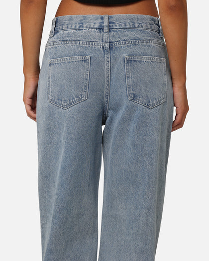 XXIII Women's Wide Leg Cut Hem Jeans Light Denim