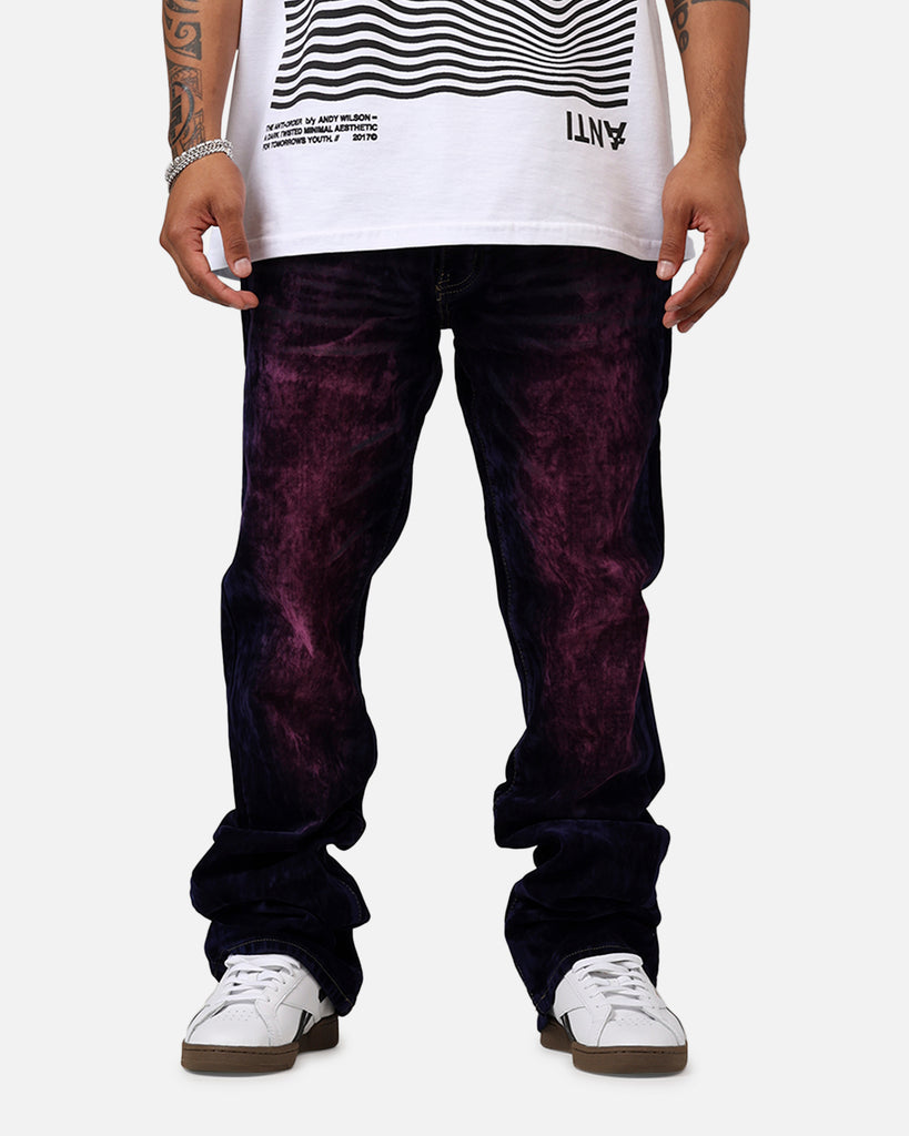MNML B577 Suede Flare Denim Jeans Purple | Culture Kings US