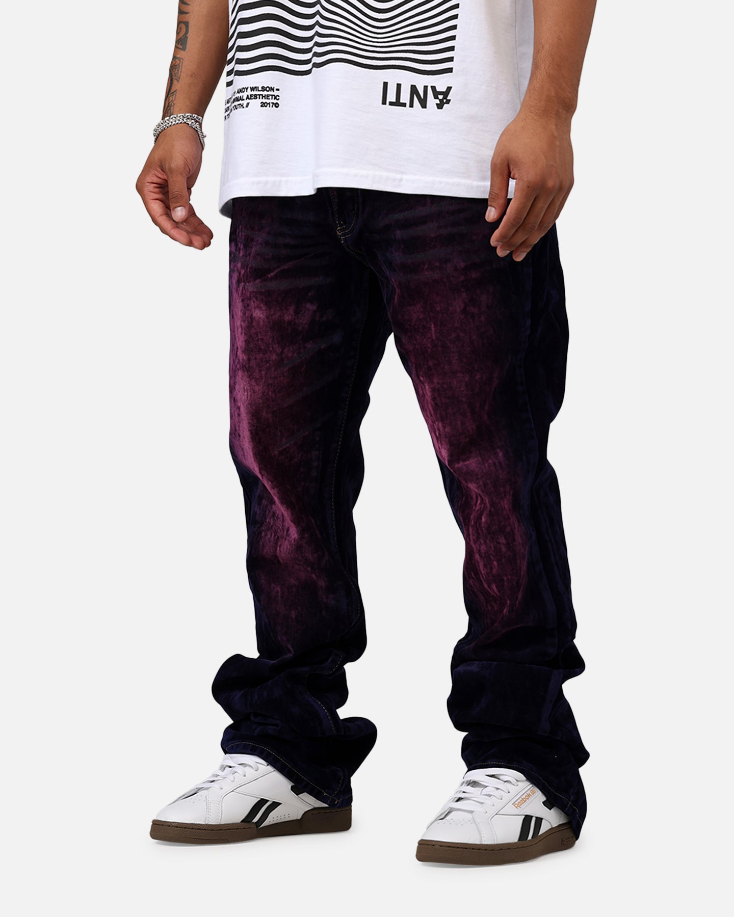 MNML B577 Suede Flare Denim Jeans Purple | Culture Kings US
