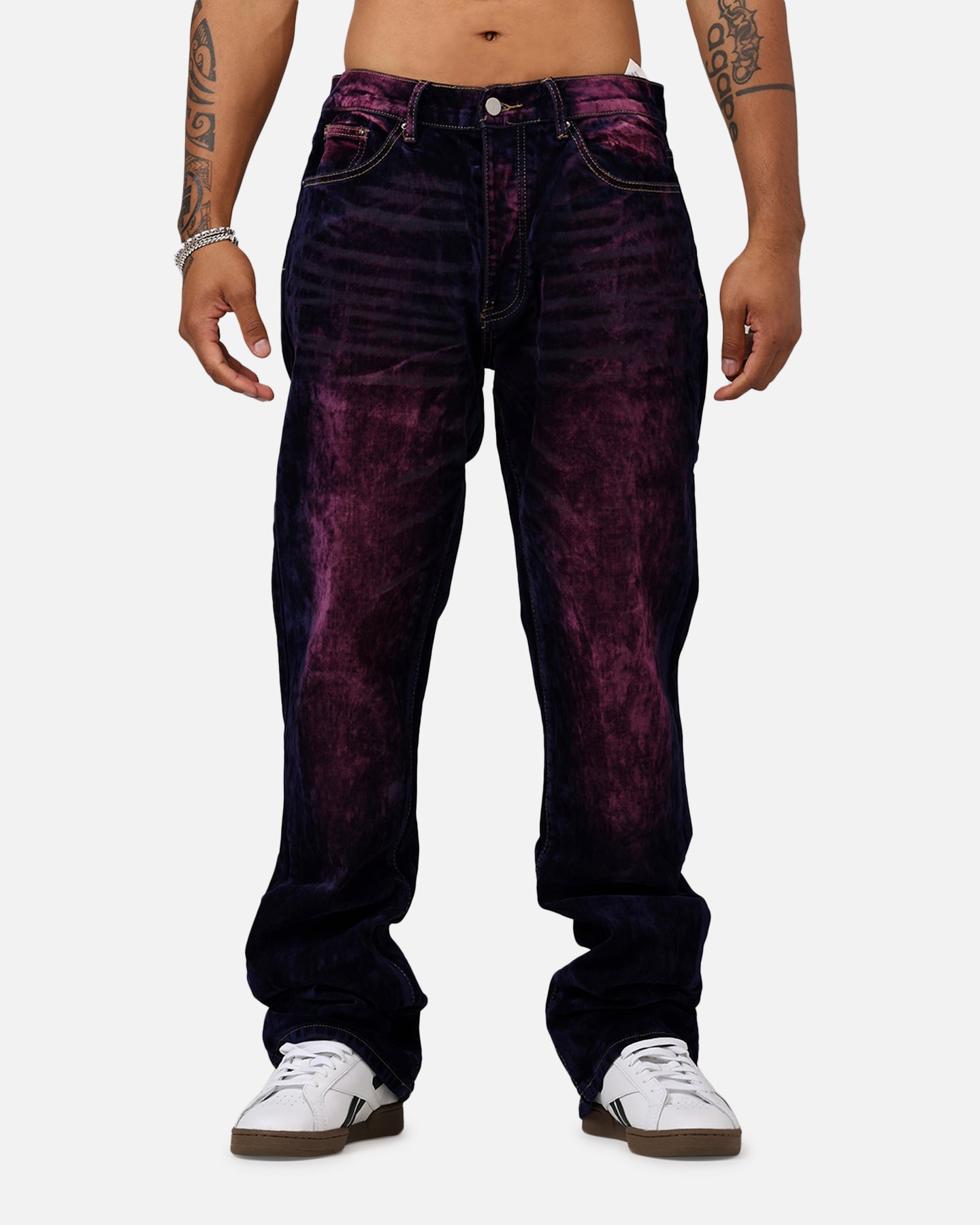 MNML B577 Suede Flare Denim Jeans Purple | Culture Kings US