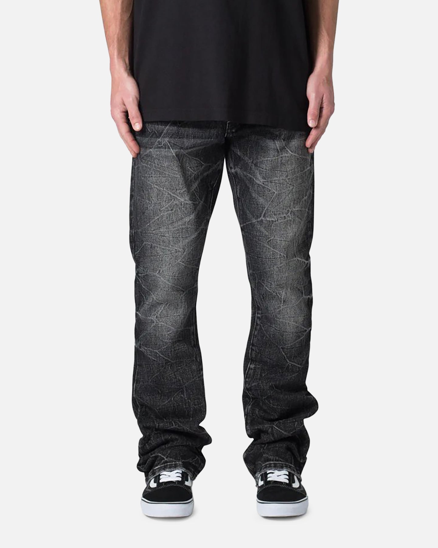 MNML B670 Occ Wave Wash Flare Denim Jeans Washed Black | Culture