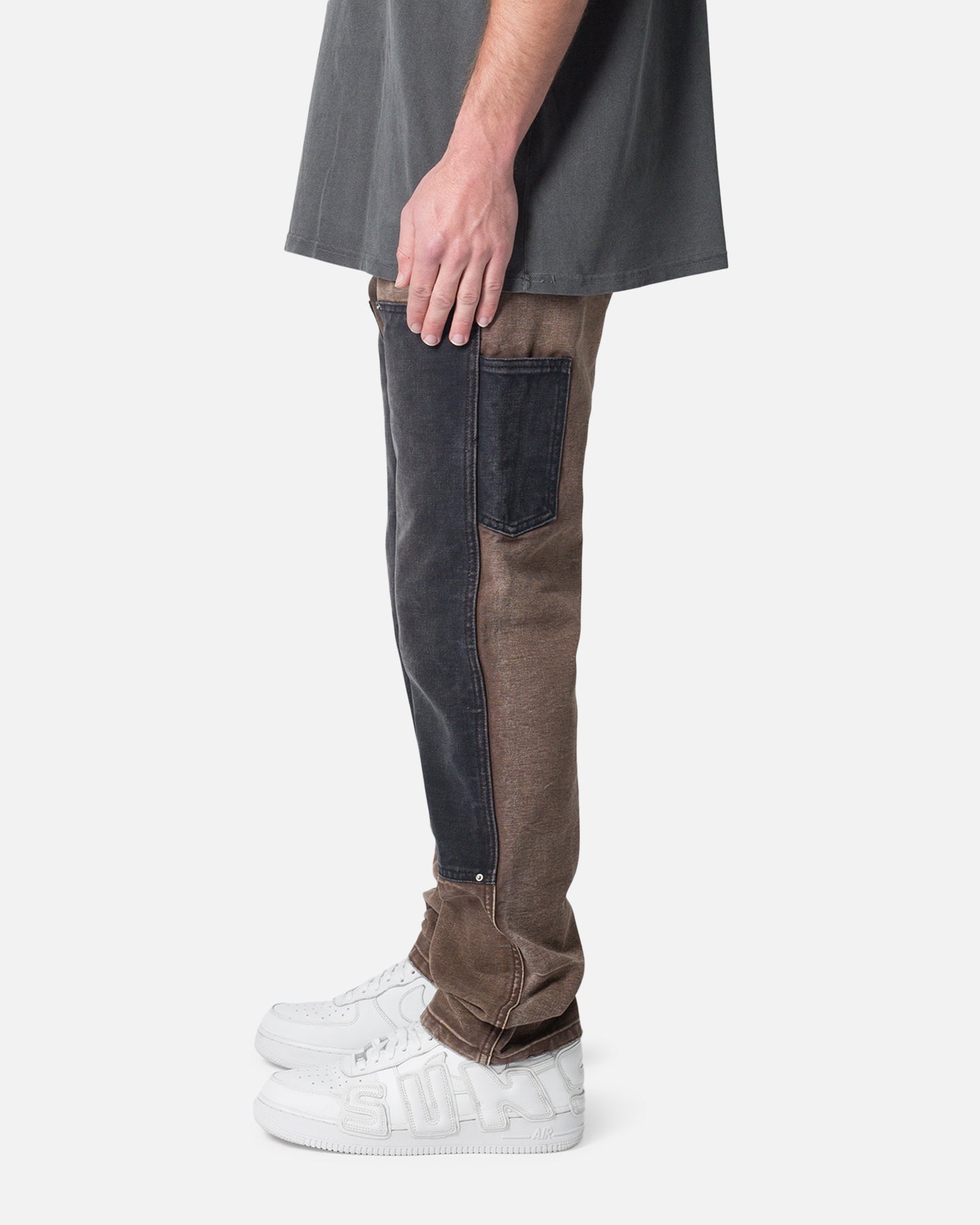 MNML Contrast Double Knee Denim Jeans Brown | Culture Kings US