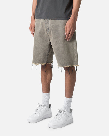 MNML Distressed Mineral Denim Shorts Brown