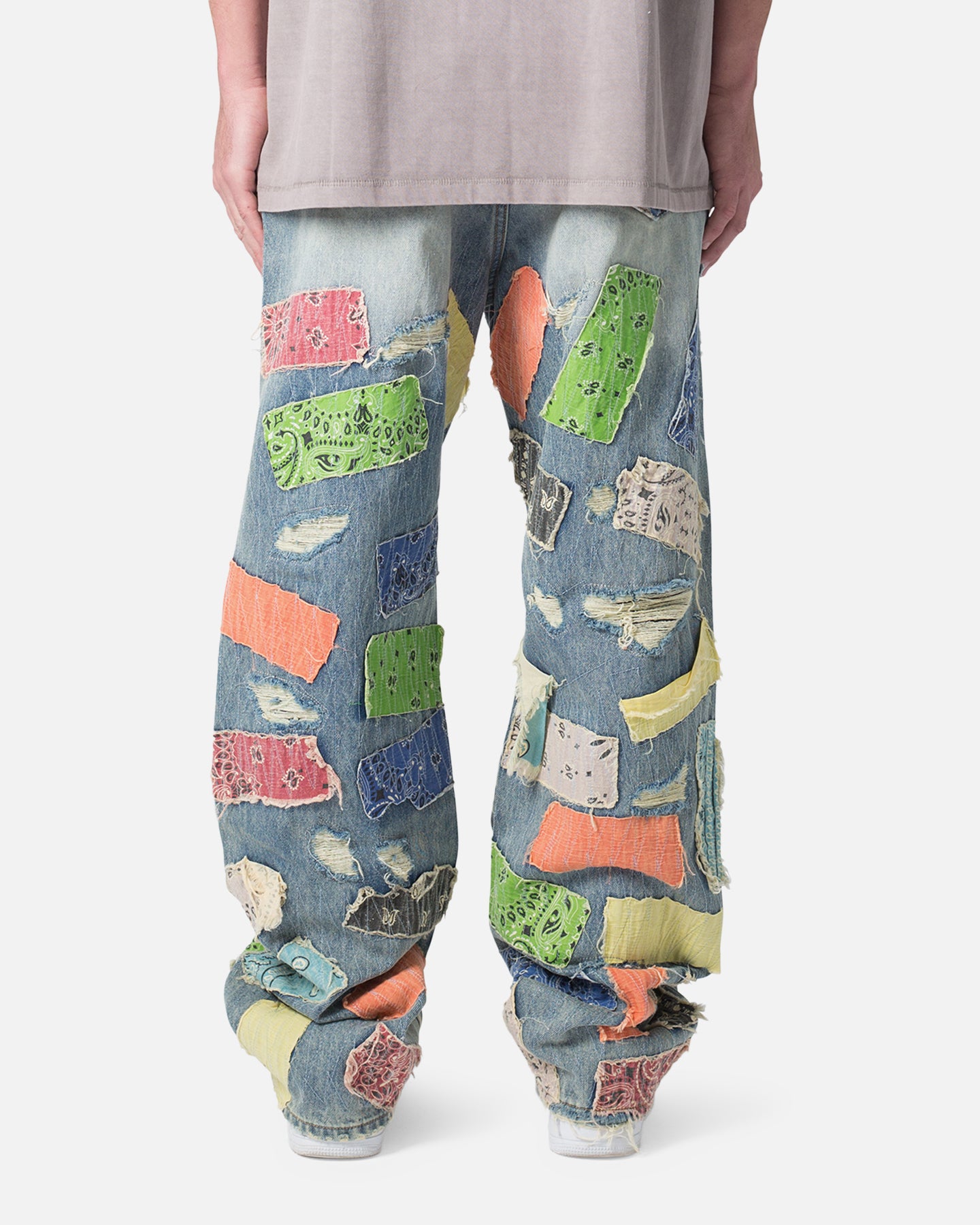 MNML Ultra Baggy Bandana Patch Denim Jeans Blue/Multi | Culture