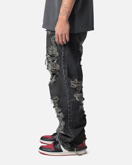 MNML Ultra Baggy Decimated Denin Jeans Black