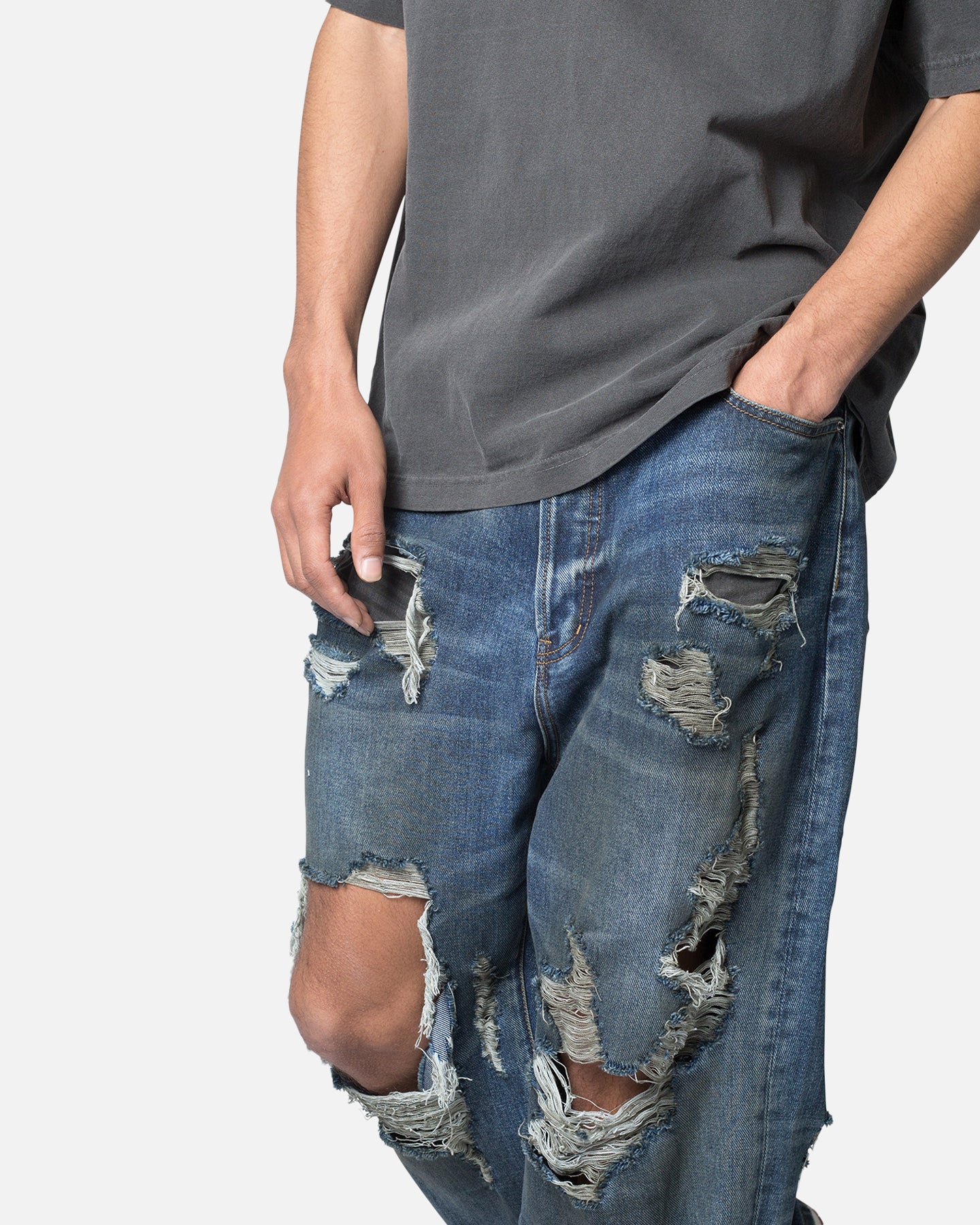 MNML Ultra Baggy Decimated Denim Jeans Blue | Culture Kings US