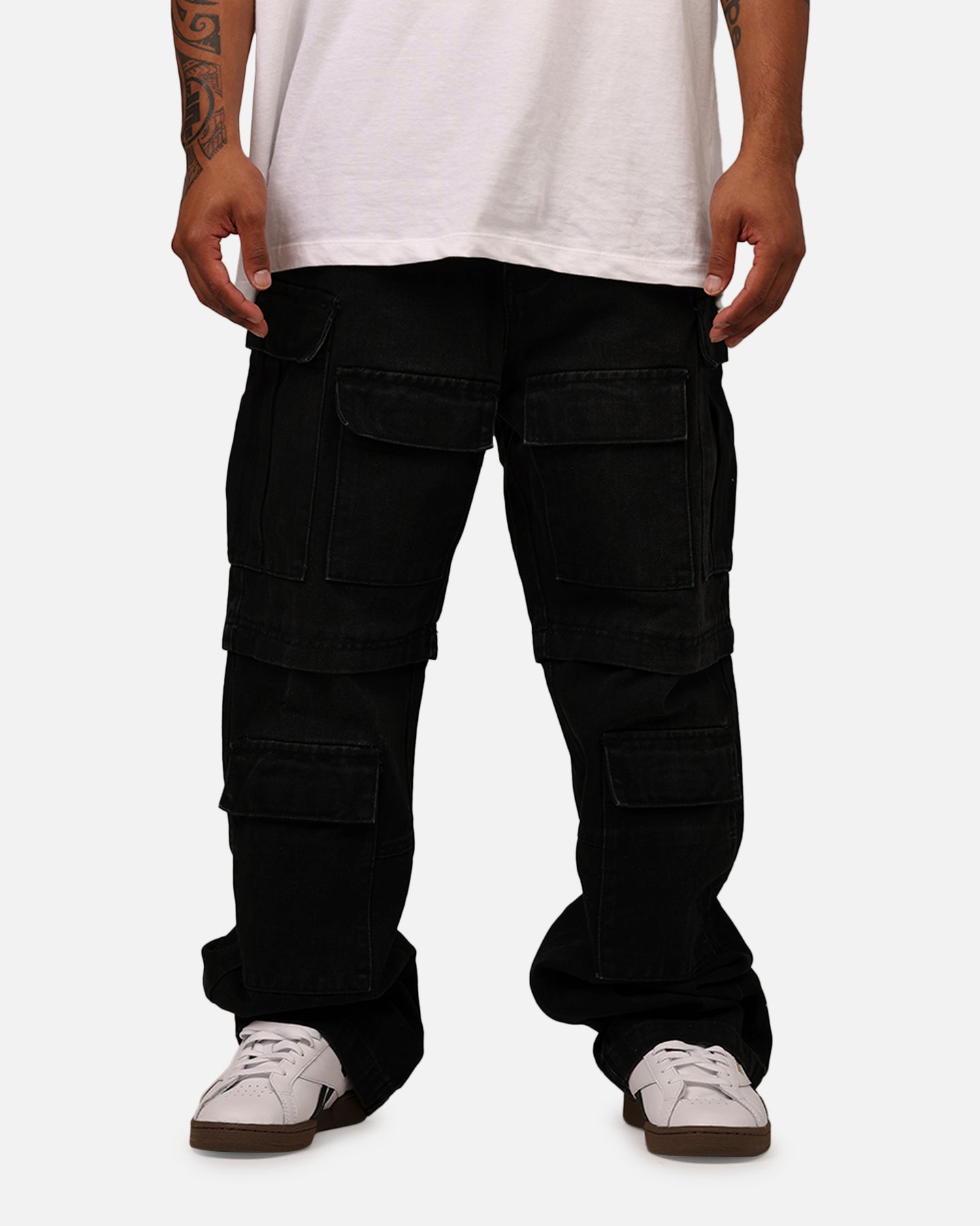 MNML Ultra Baggy Dirt Rain Cargo Denim Jeans Black | Culture Kings US