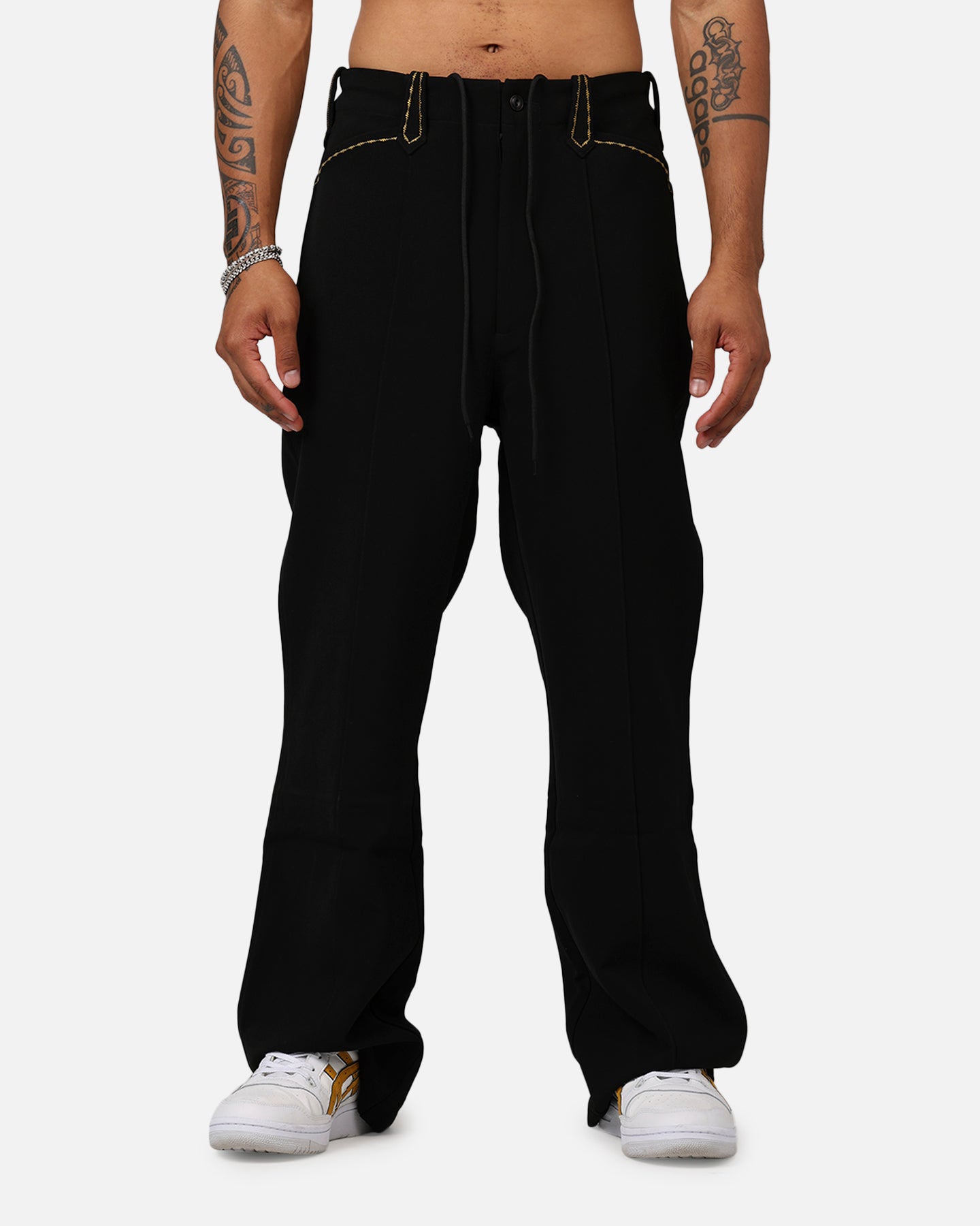 MNML Western Stitch Trouser Pants Black/Gold | Culture Kings US