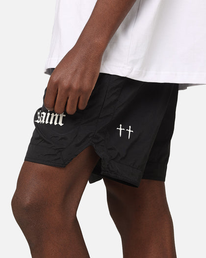 Saint Morta Gothic Nylon Shorts Black