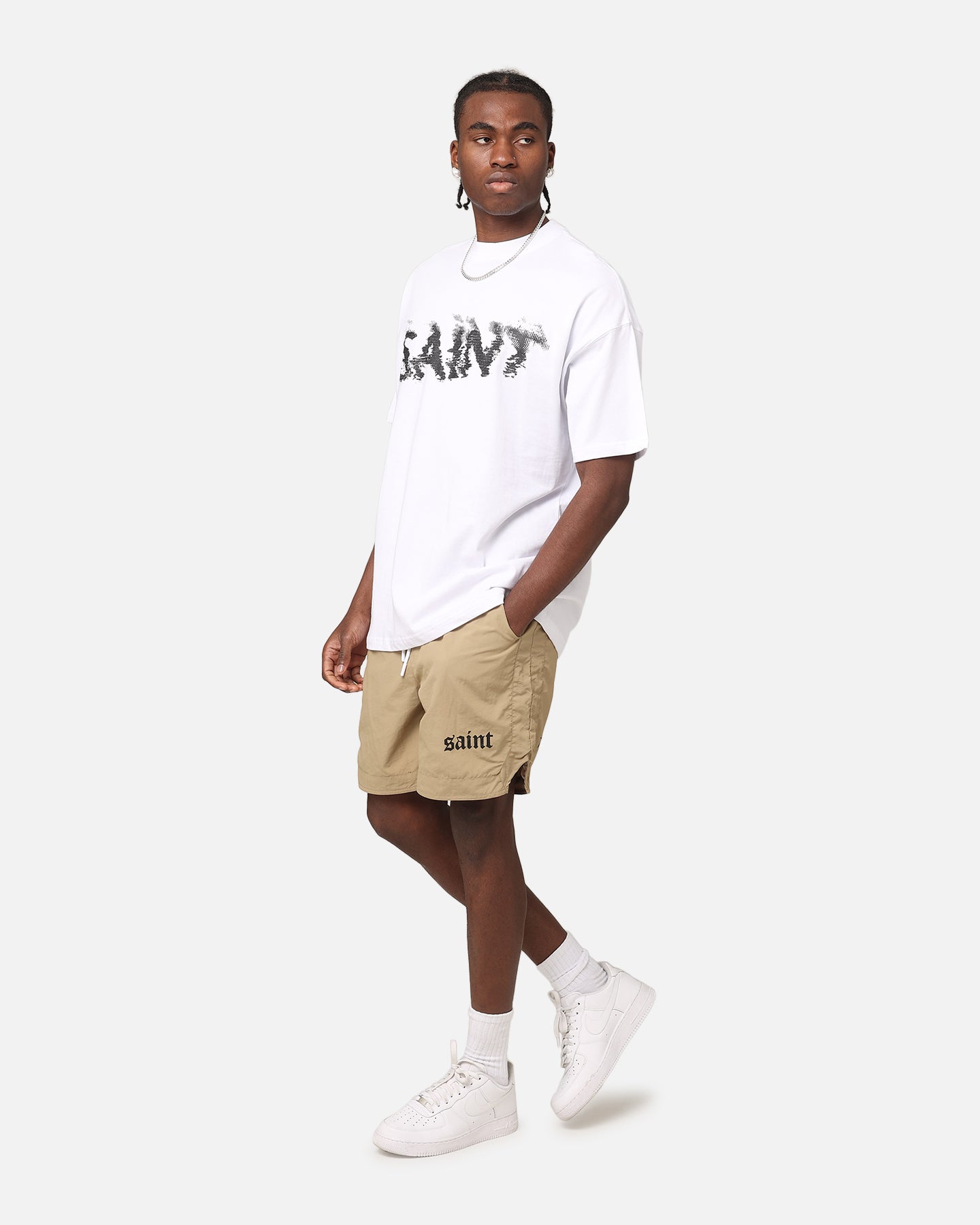 Saint Morta Gothic Nylon Shorts Tan | Culture Kings US