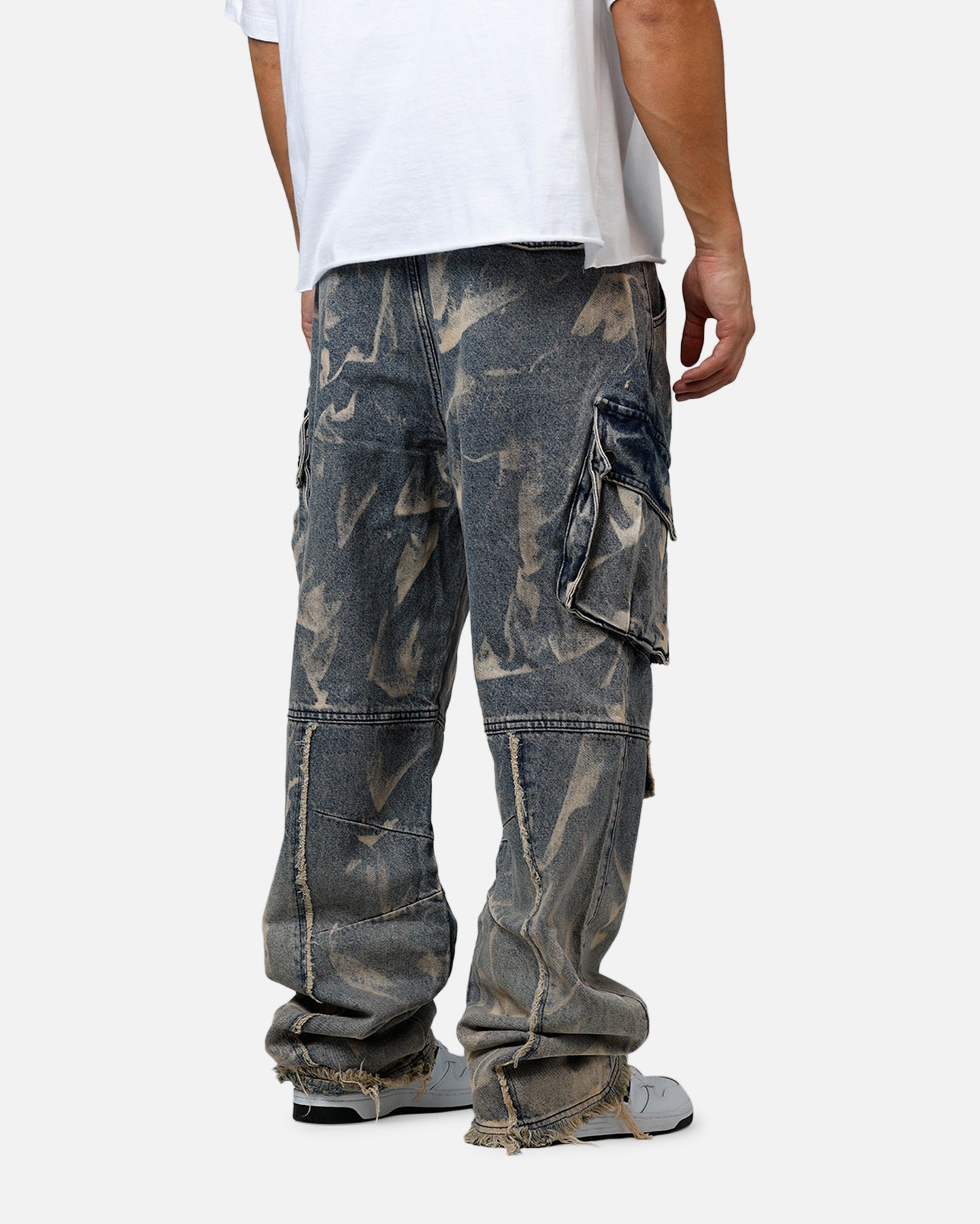 MNML Ultra Baggy Rip Denim Cargo Pant Blue | Culture Kings US