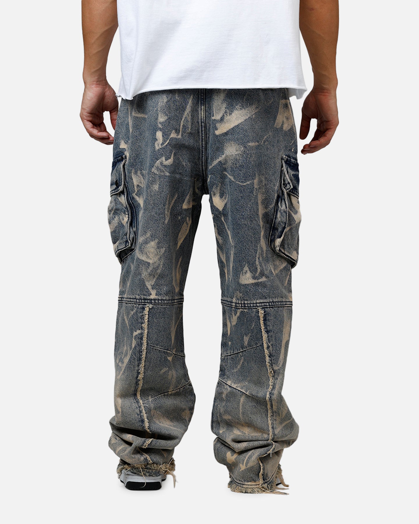 MNML Ultra Baggy Rip Denim Cargo Pant Blue | Culture Kings US