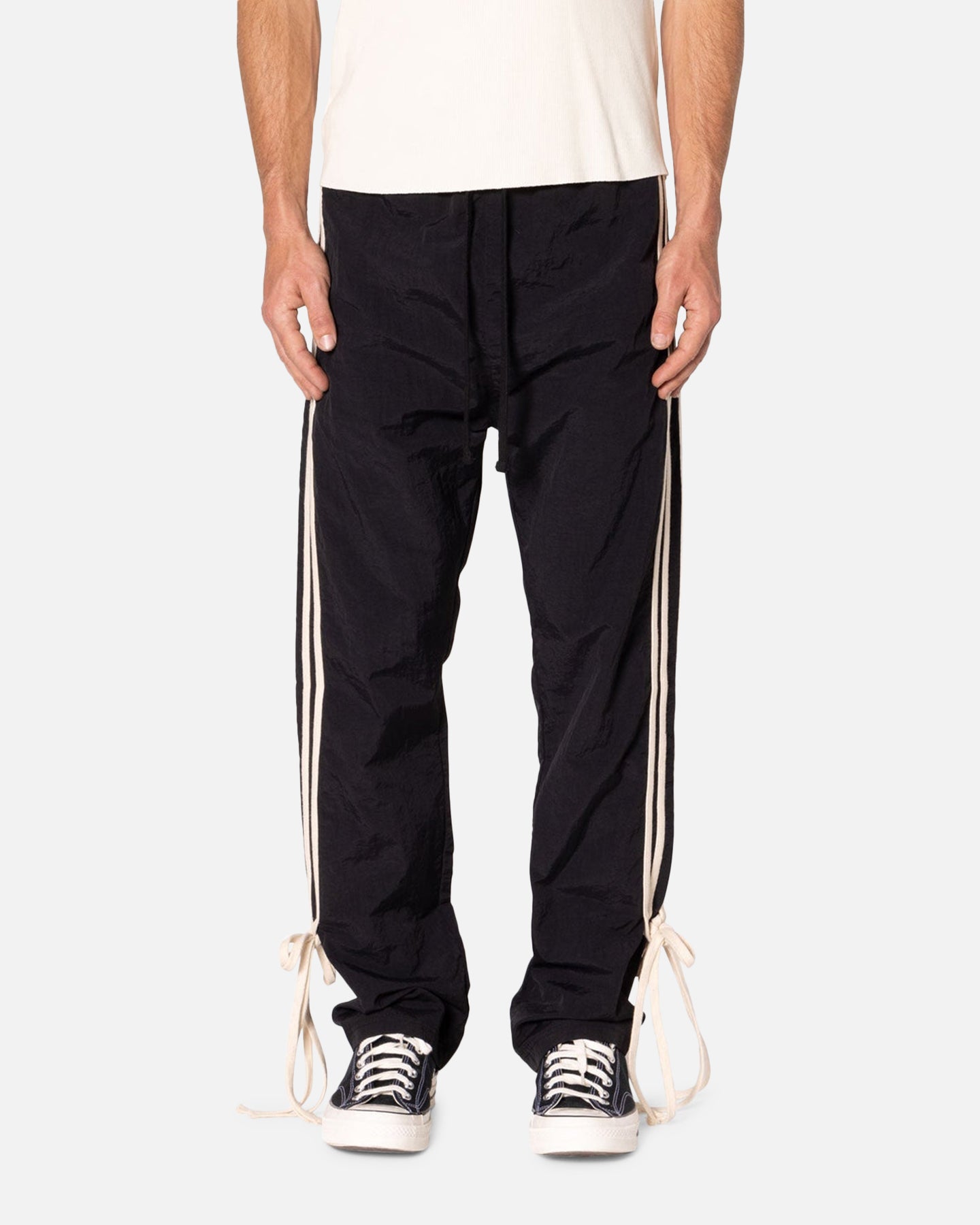 MNML Tied Stripe Track Pants Black | Culture Kings US