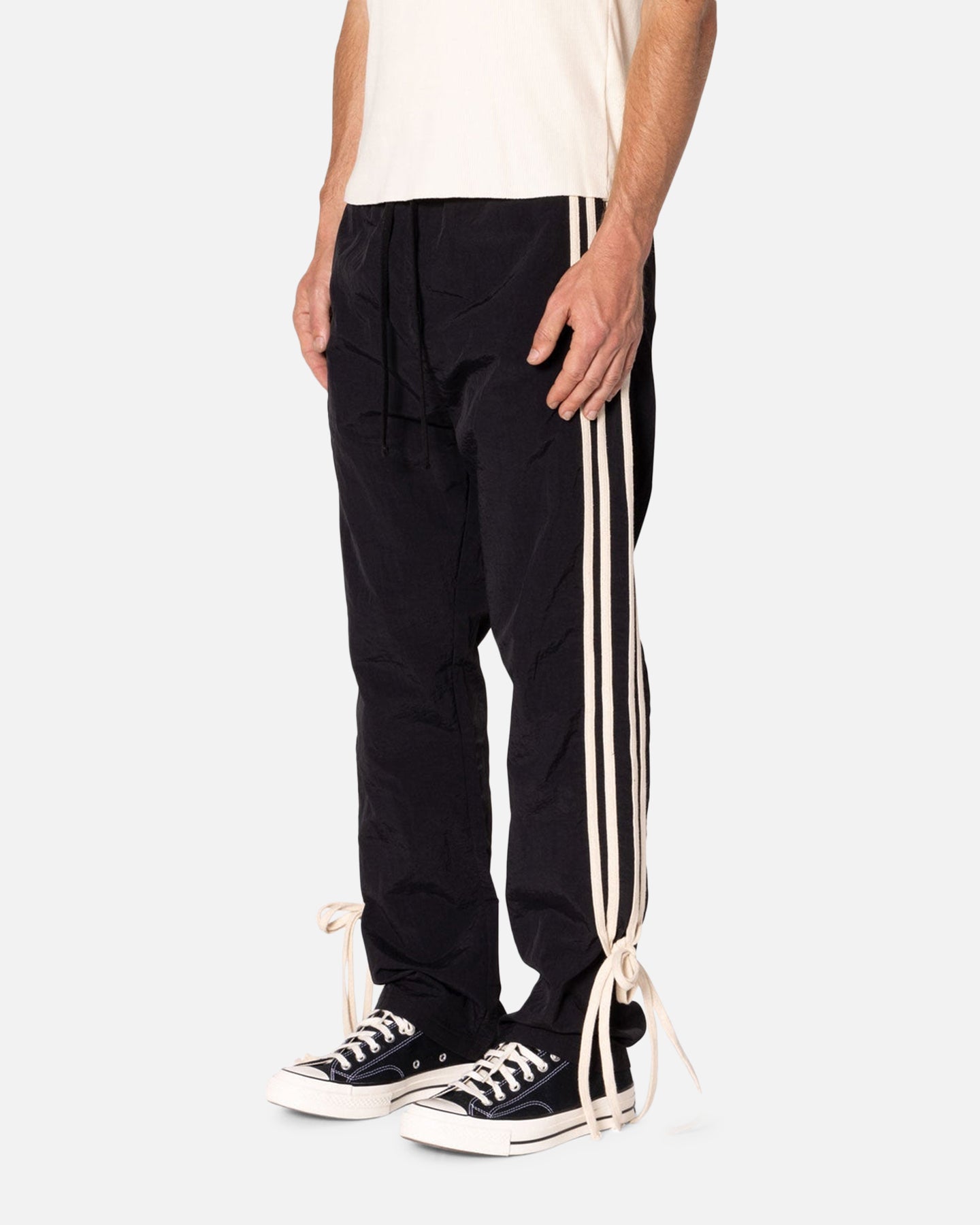 MNML Tied Stripe Track Pants Black | Culture Kings US