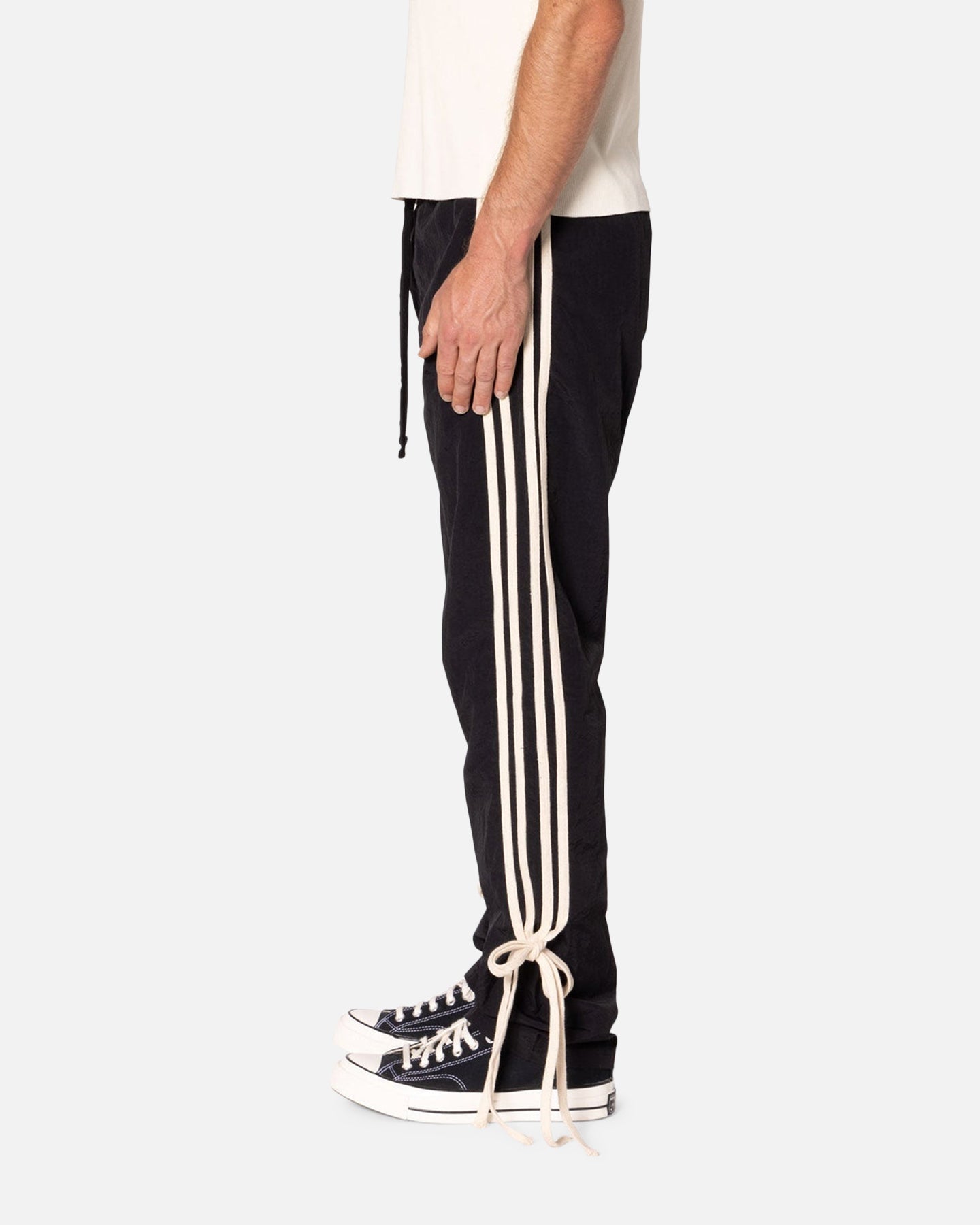 MNML Tied Stripe Track Pants Black | Culture Kings US