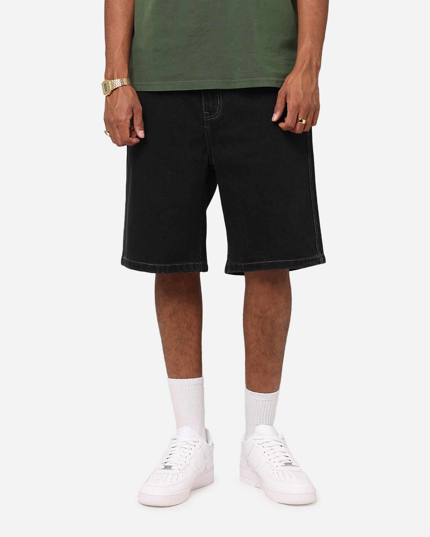 S Double Denim Standard Shorts Black Wash | Culture Kings US
