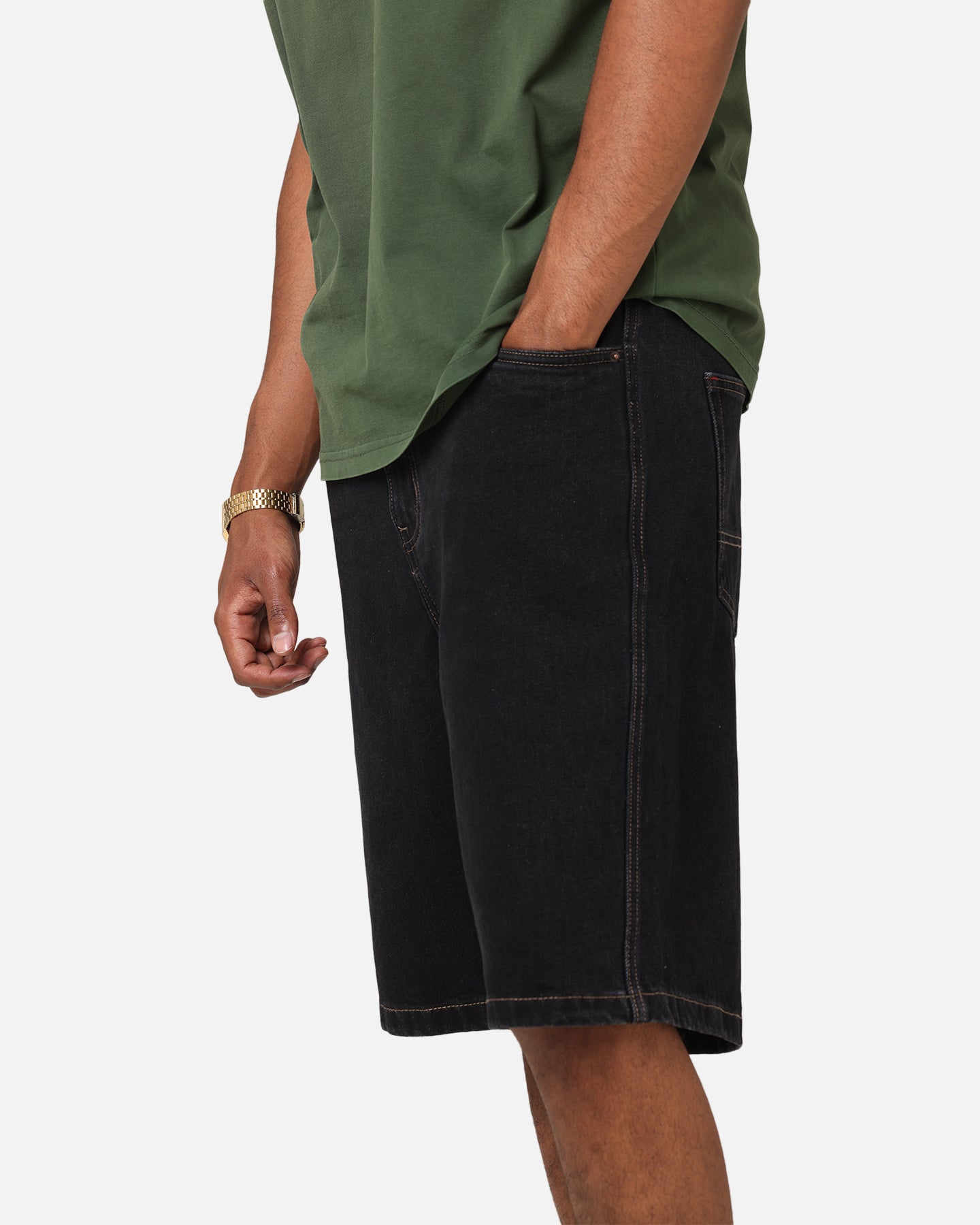 S Double Denim Standard Shorts Black Wash | Culture Kings US
