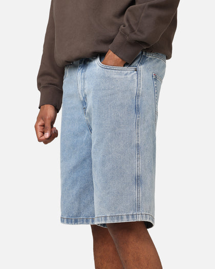 S Double Denim Standard Shorts Blue Washed Denim