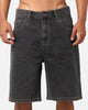 S Double Denim Standard Shorts Washed Black