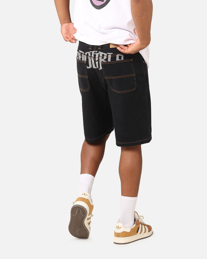 S Double Print Denim Standard Shorts Black