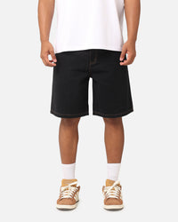 S Double Print Denim Standard Shorts Black