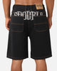 S Double Print Denim Standard Shorts Black