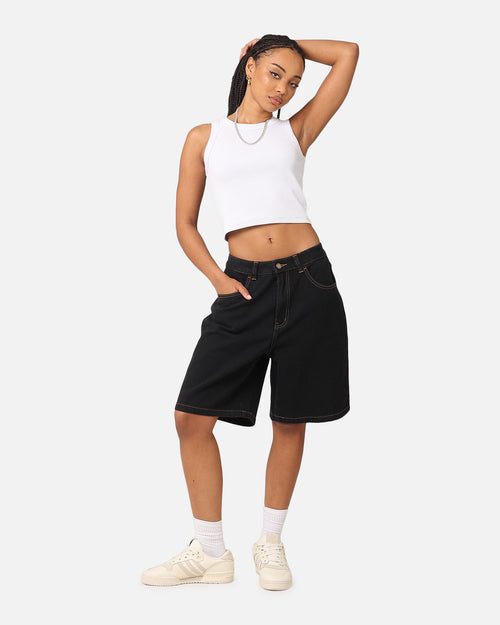 S Double Print Denim Standard Shorts Black