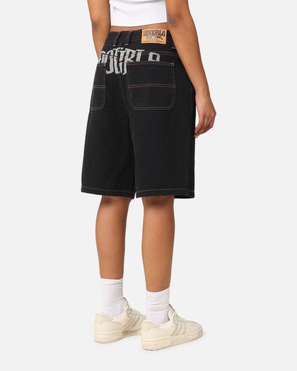 S Double Print Denim Standard Shorts Black