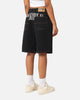 S Double Print Denim Standard Shorts Black