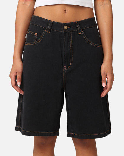 S Double Print Denim Standard Shorts Black