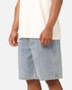 S Double Print Denim Standard Shorts Light Blue