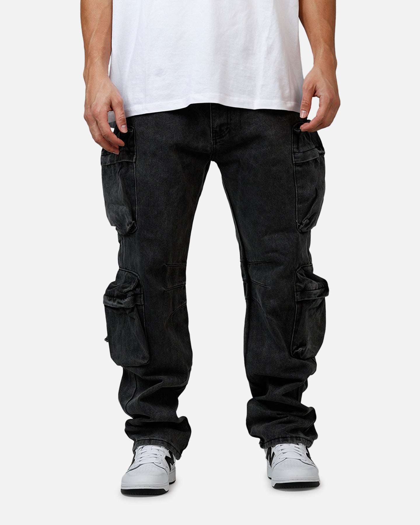 MNML V709 Wide Bellow Cargo Denim Pants Black | Culture Kings US