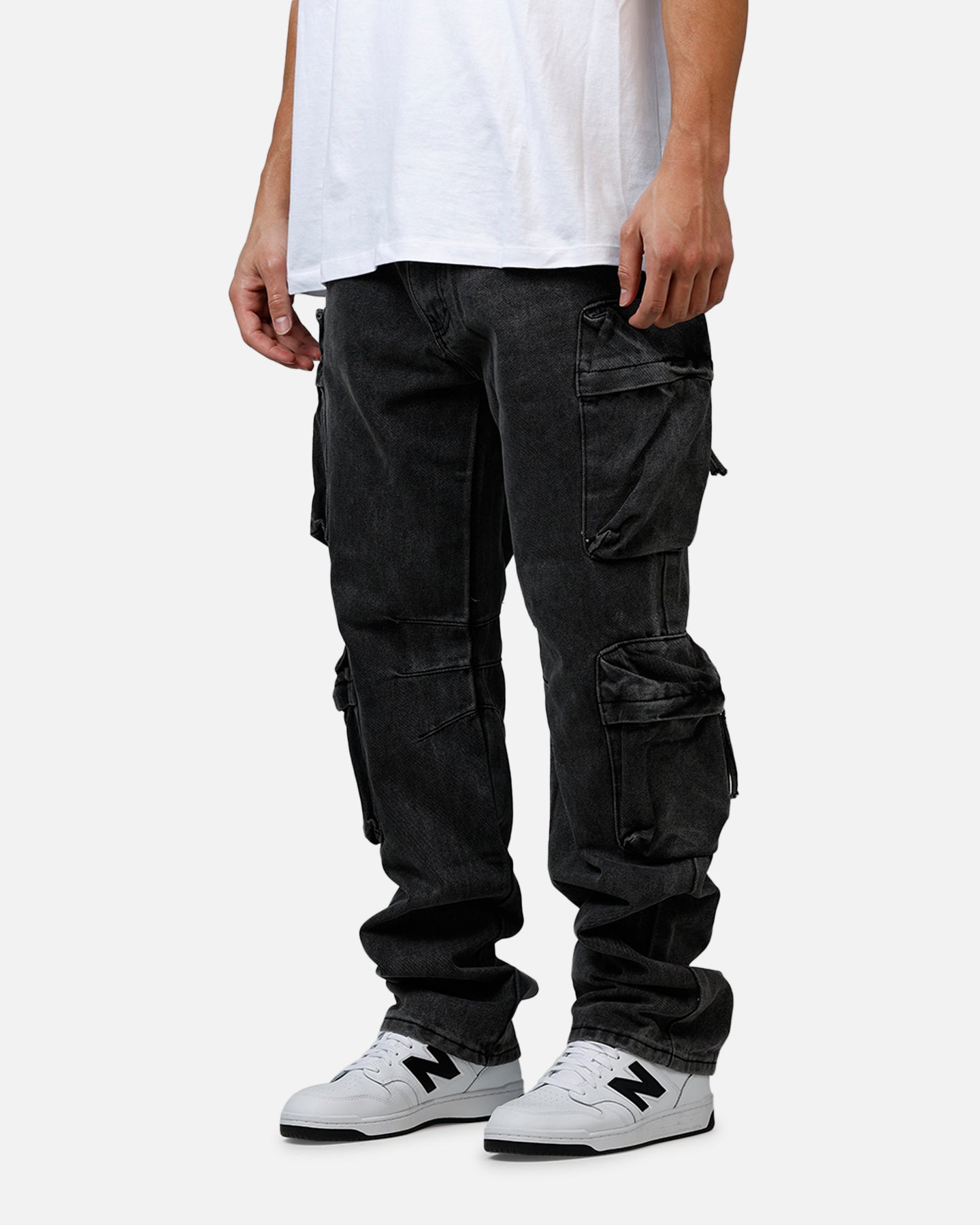 MNML V709 Wide Bellow Cargo Denim Pants Black | Culture Kings US