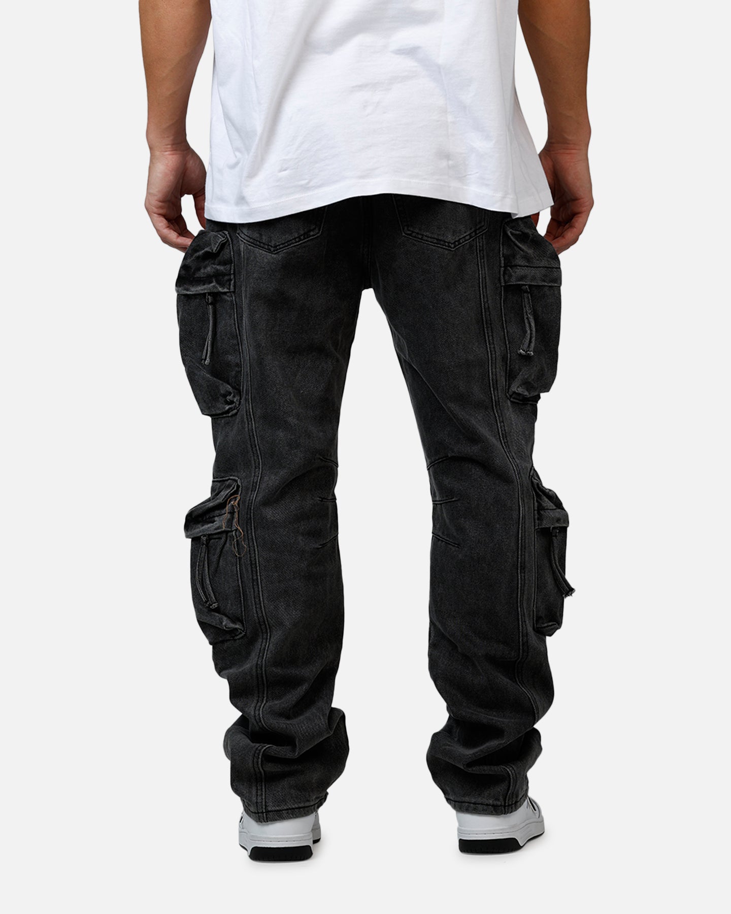 MNML V709 Wide Bellow Cargo Denim Pants Black | Culture Kings US