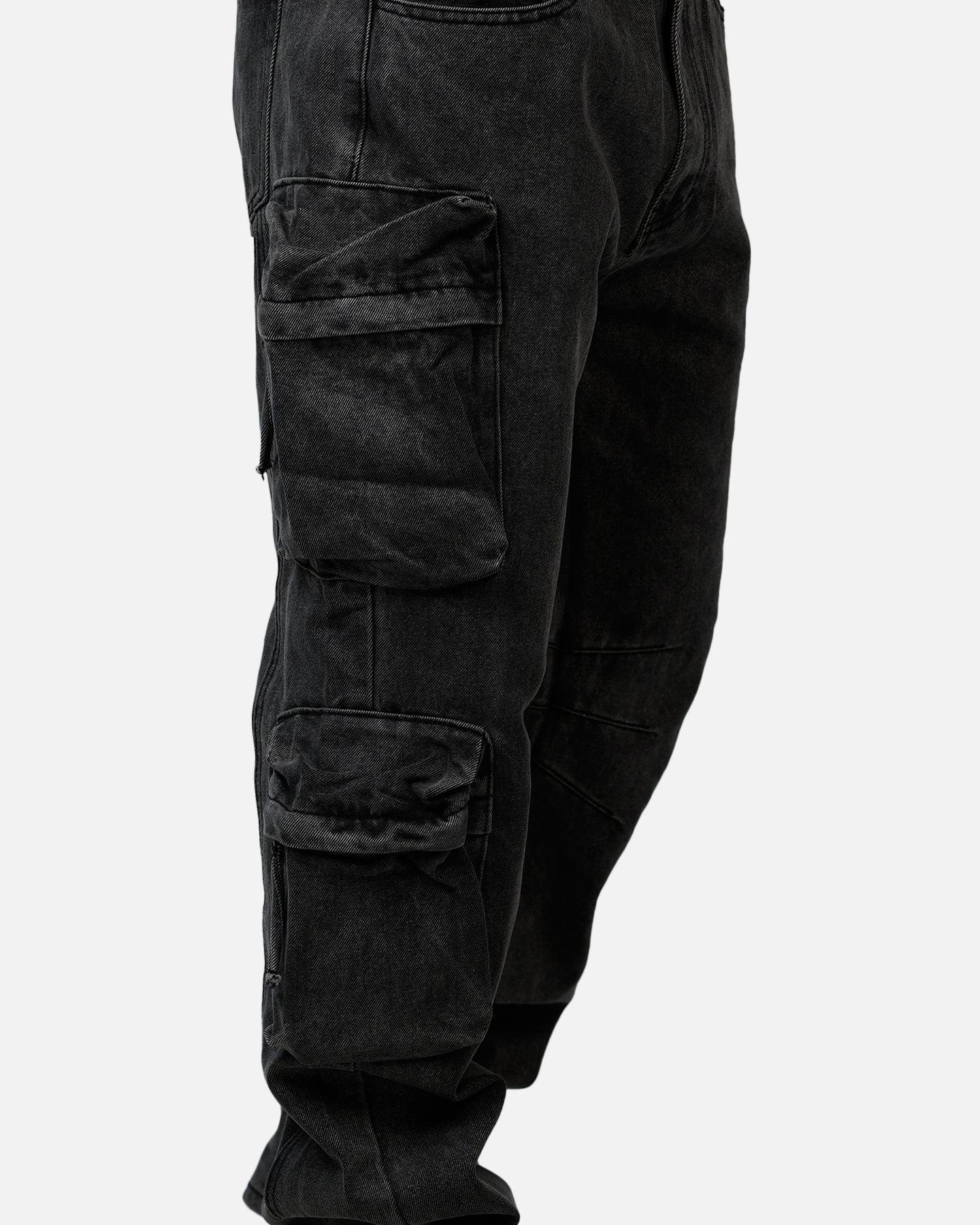 MNML V709 Wide Bellow Cargo Denim Pants Black | Culture Kings US