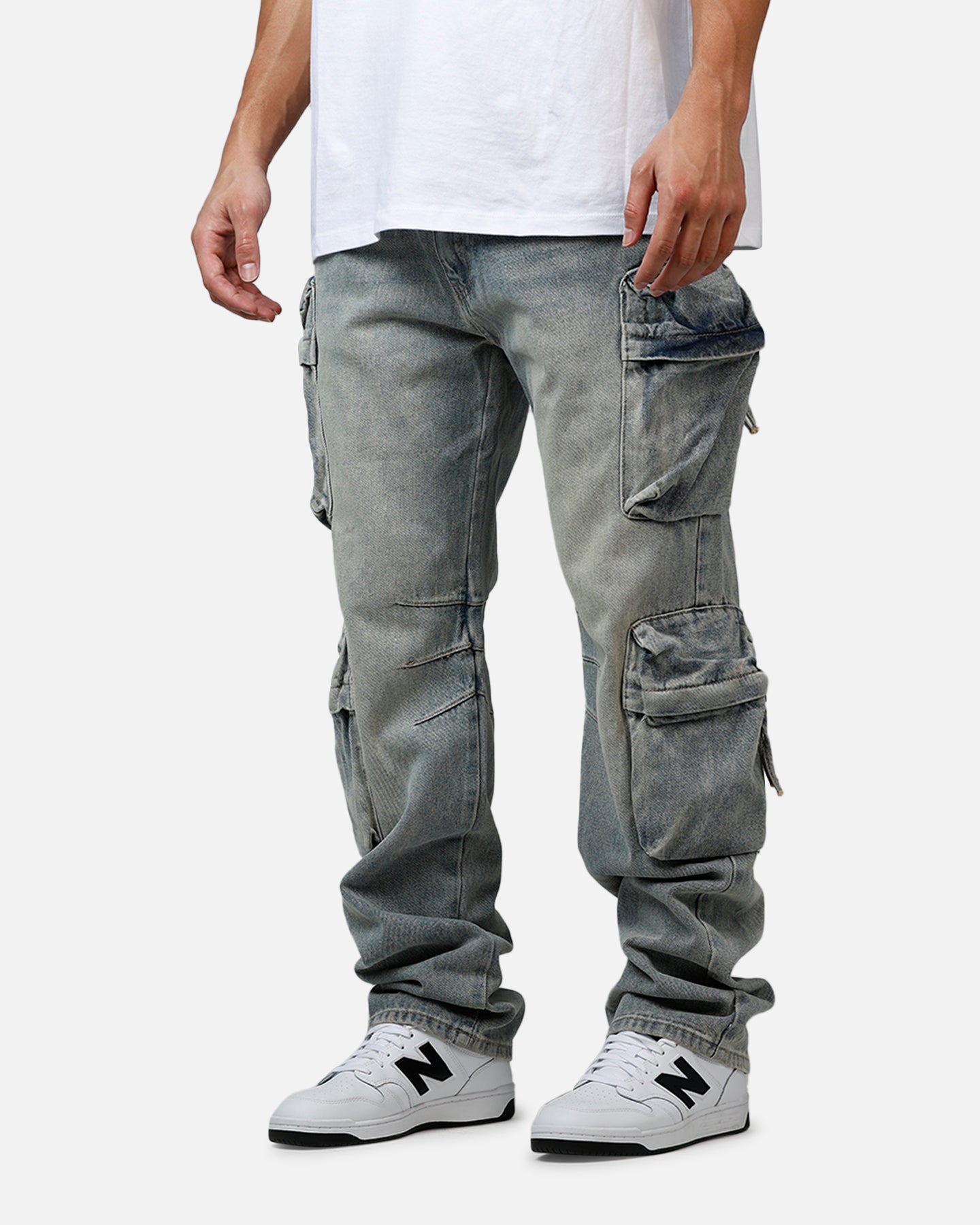 ミュージシャン Denim Cargo Pants MNML Rave Multi Cargo Denim Pants Light Blue | Culture Kings US