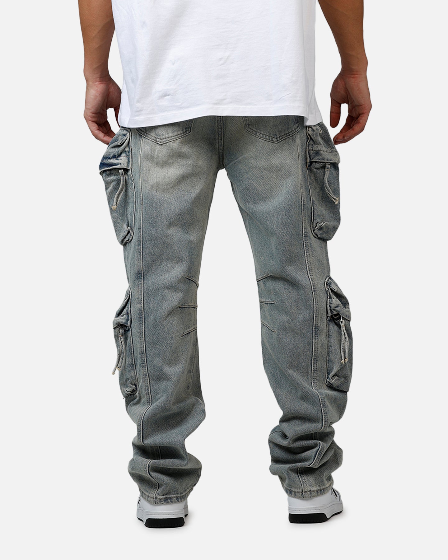 MNML V709 Wide Bellow Cargo Denim Pants Blue | Culture Kings US