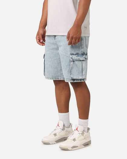 Saint Morta Denim Cargo Shorts Light Blue Denim
