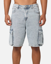 Saint Morta Denim Cargo Shorts Light Blue Denim