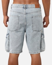 Saint Morta Denim Cargo Shorts Light Blue Denim