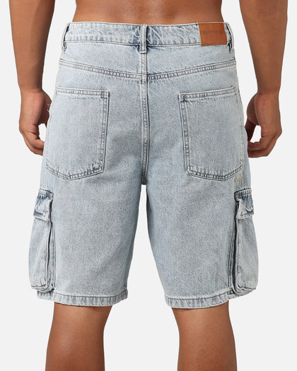 Saint Morta Denim Cargo Shorts Light Blue Denim