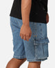 Saint Morta Denim Cargo Shorts Mid Blue Denim