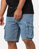 Saint Morta Denim Cargo Shorts Mid Blue Denim