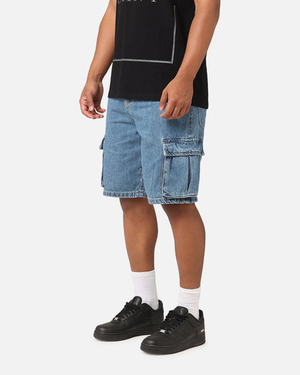 Saint Morta Denim Cargo Shorts Mid Blue Denim