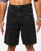 Saint Morta Disrupt Denim Shorts Washed Black