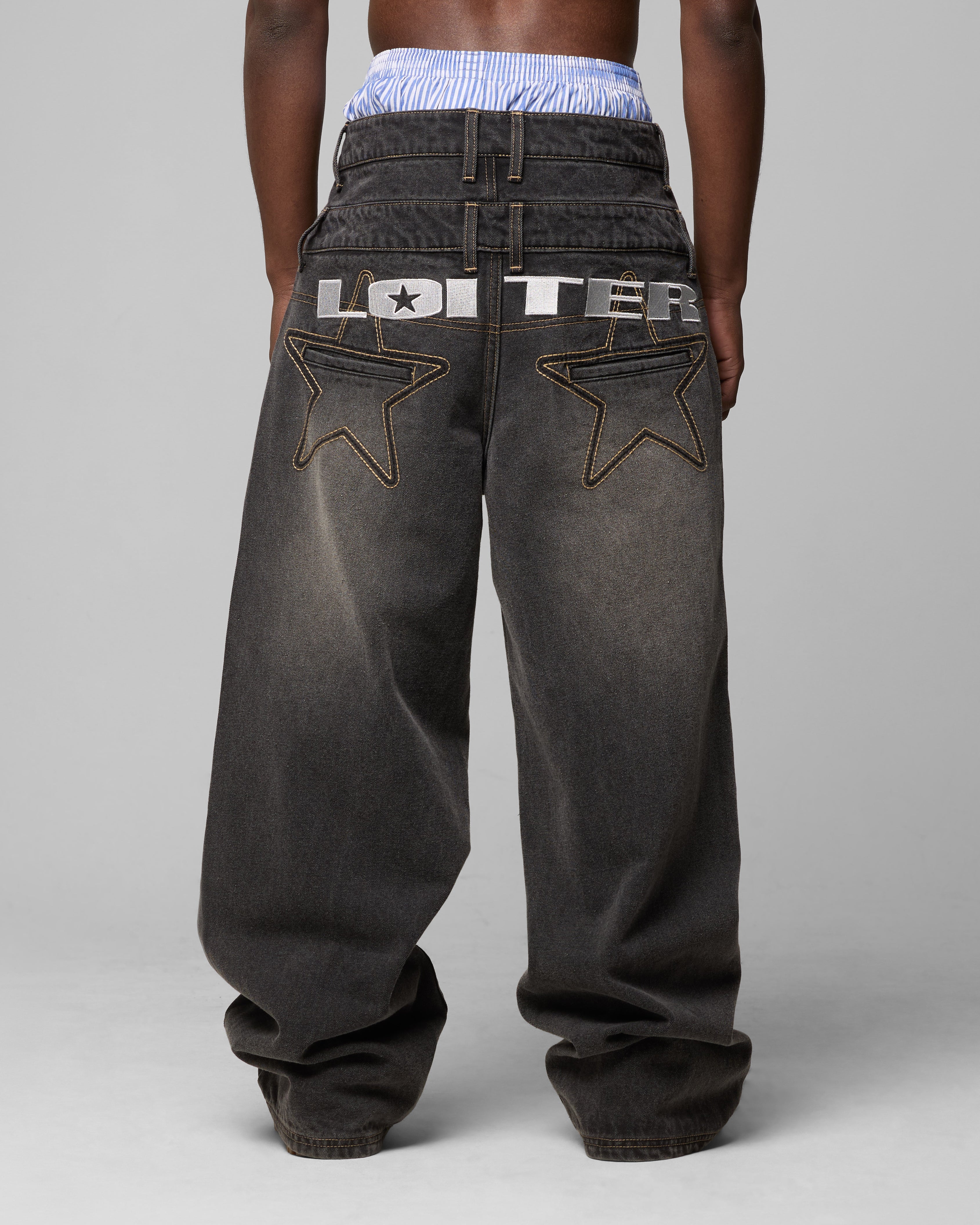 Loiter Star Layered Jeans Vintage Black | Culture Kings US