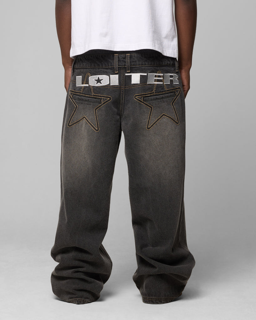 Loiter Star Layered Jeans Vintage Black | Culture Kings US