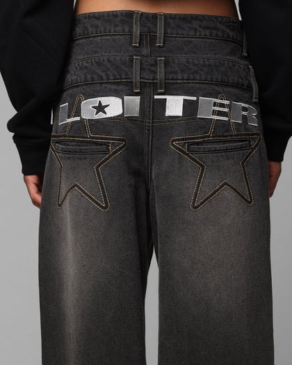 Loiter Star Layered Jeans Vintage Black
