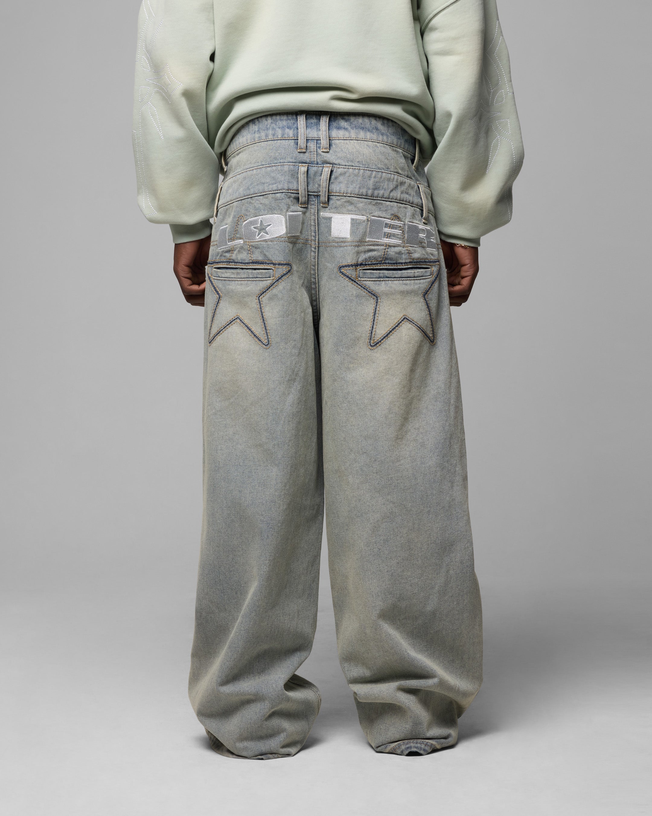 Loiter Star Layered Jeans Washed Blue | Culture Kings US