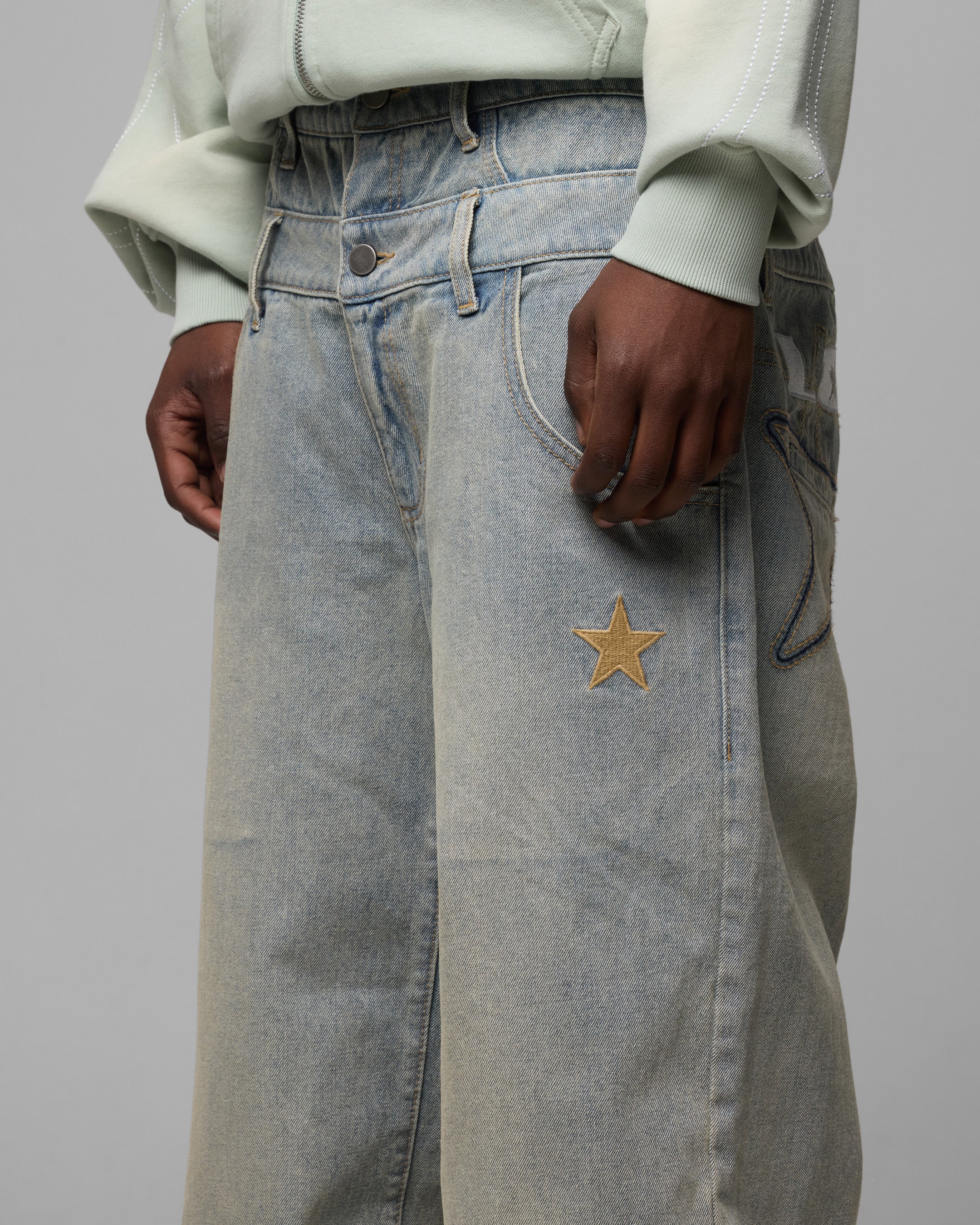 Loiter Star Layered Jeans Washed Blue | Culture Kings US